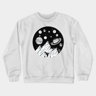 Solar System Planets Mountain Hiking Camping Universe Space Crewneck Sweatshirt